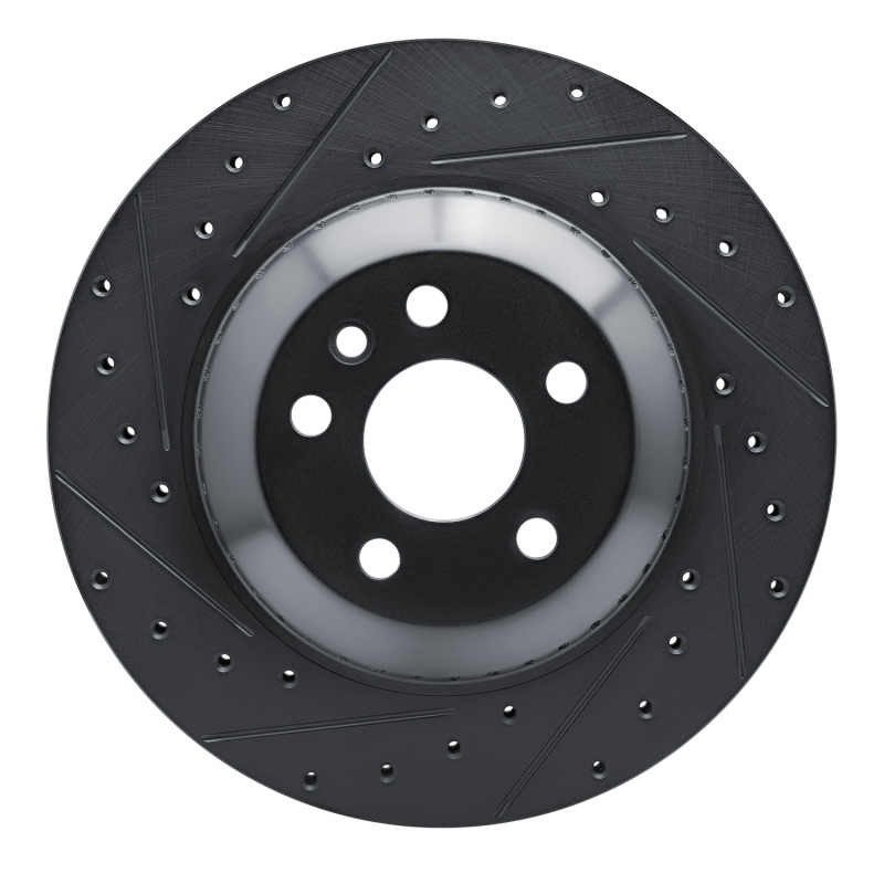 Jaguar I-Pace Brake Rotor (1) - Rear Left - R1 Concepts - Drilled & Slotted - Black - `20-`26